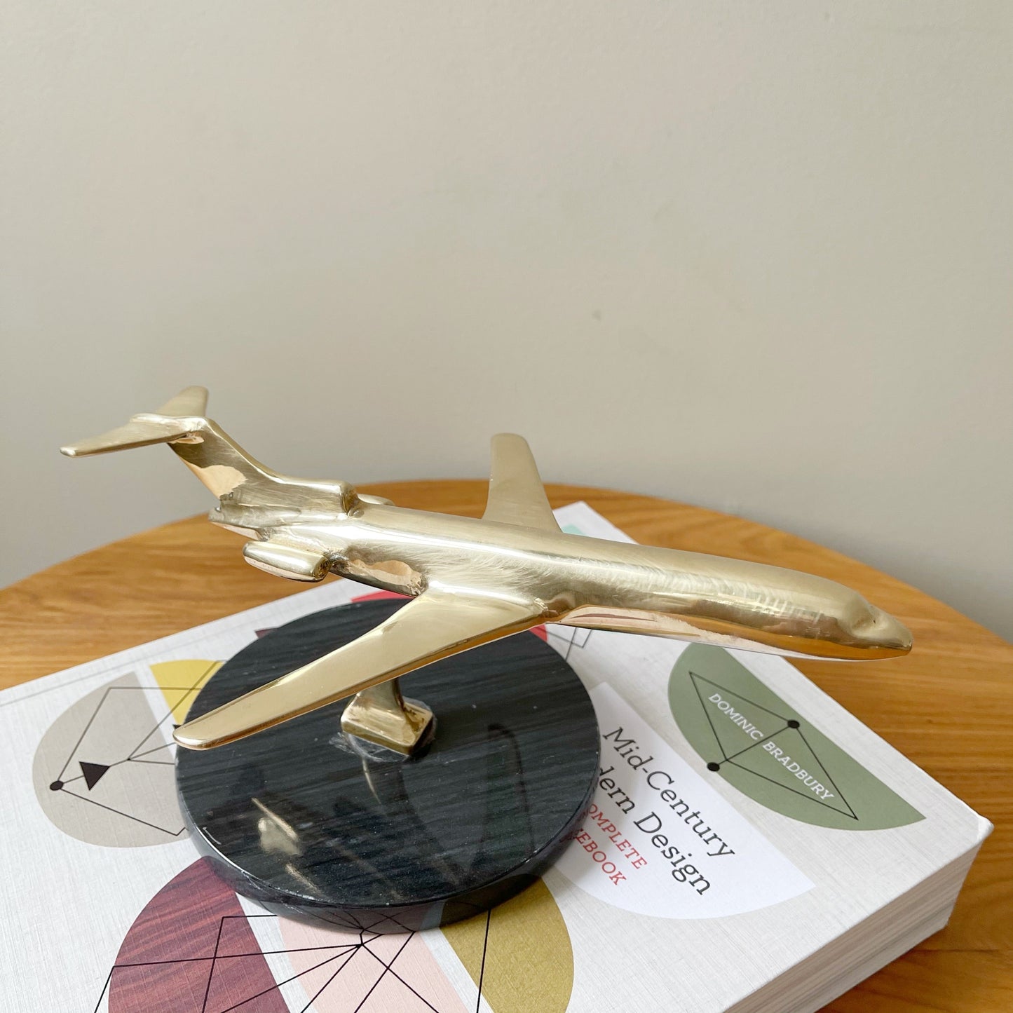 Vintage Solid Brass Airplane on a Marble Base