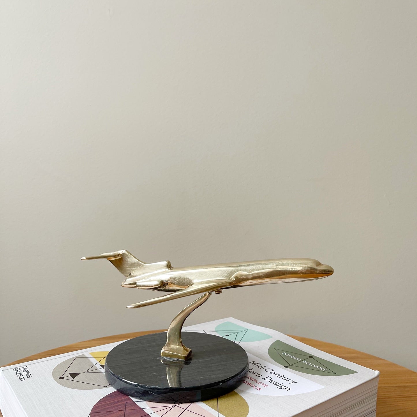 Vintage Solid Brass Airplane on a Marble Base