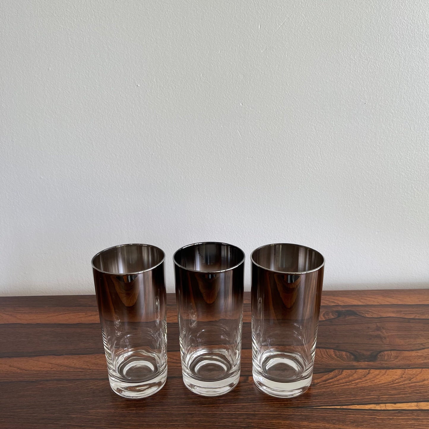 Set of 3 Vintage Silver Fade Glasses