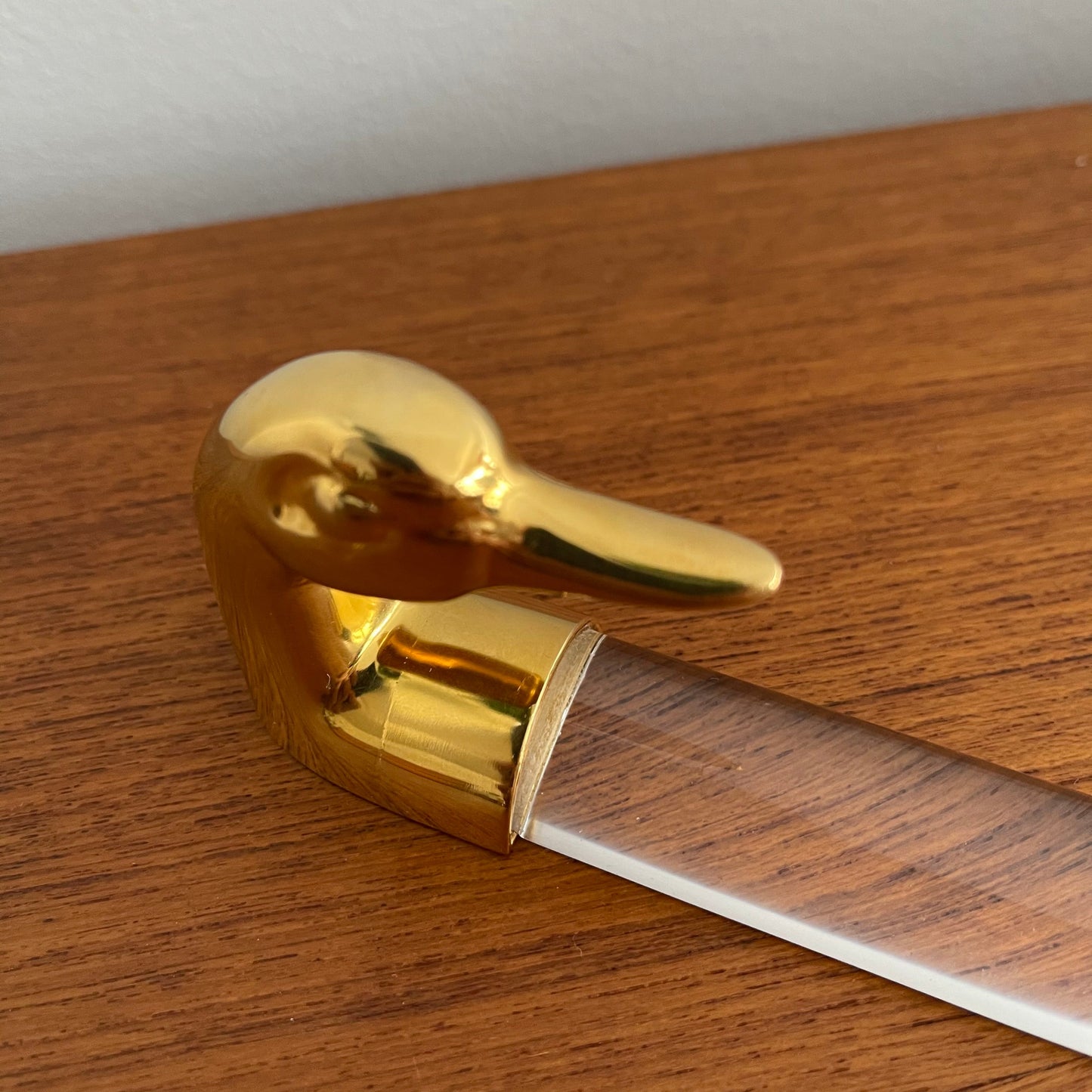 Brass and Lucite Duck Paperweight