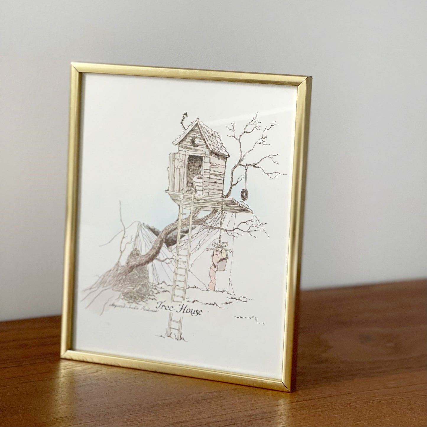 Vintage “The Tree House” Lithograph Print by Marguerite Baldasaro