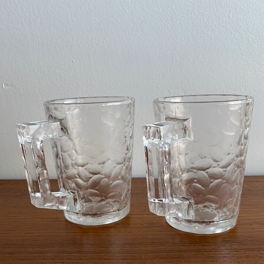Set of 2 Textured Glass Beer Mugs