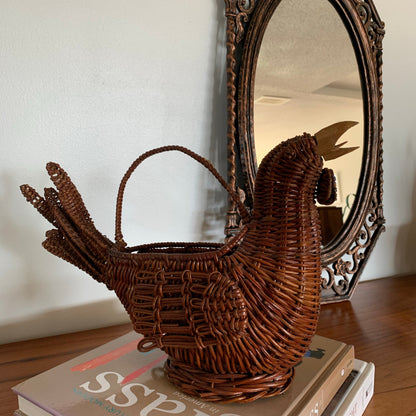 Vintage Wicker Rooster Basket