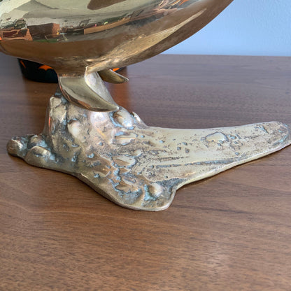 Vintage Large Brass Swimming Dolphins Sculpture